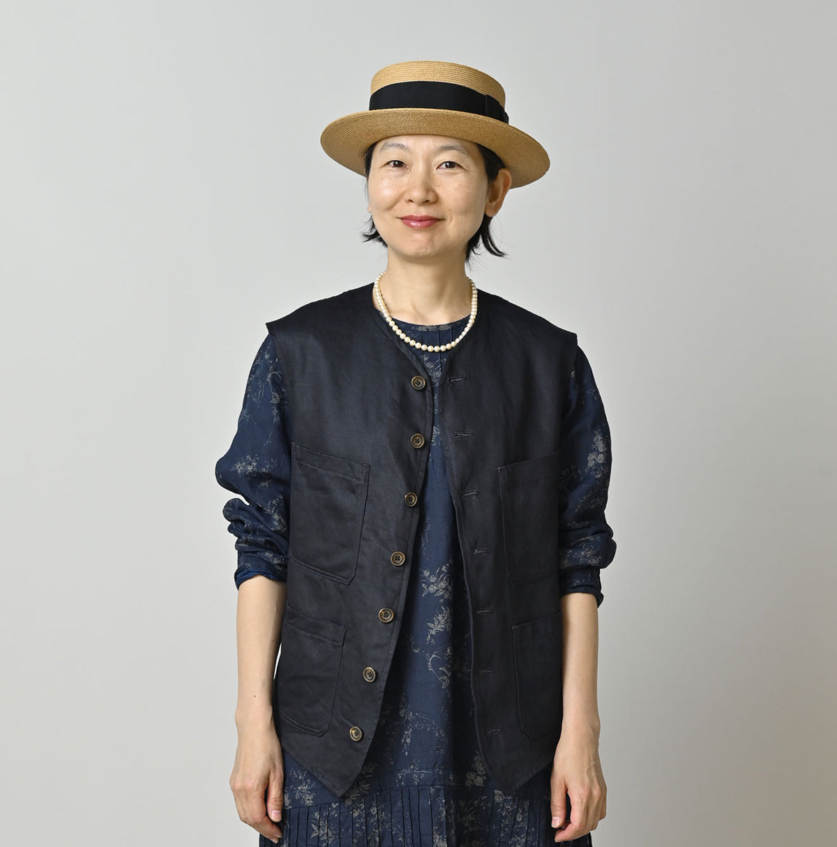 Indigo Linen Sateen 908 Vest