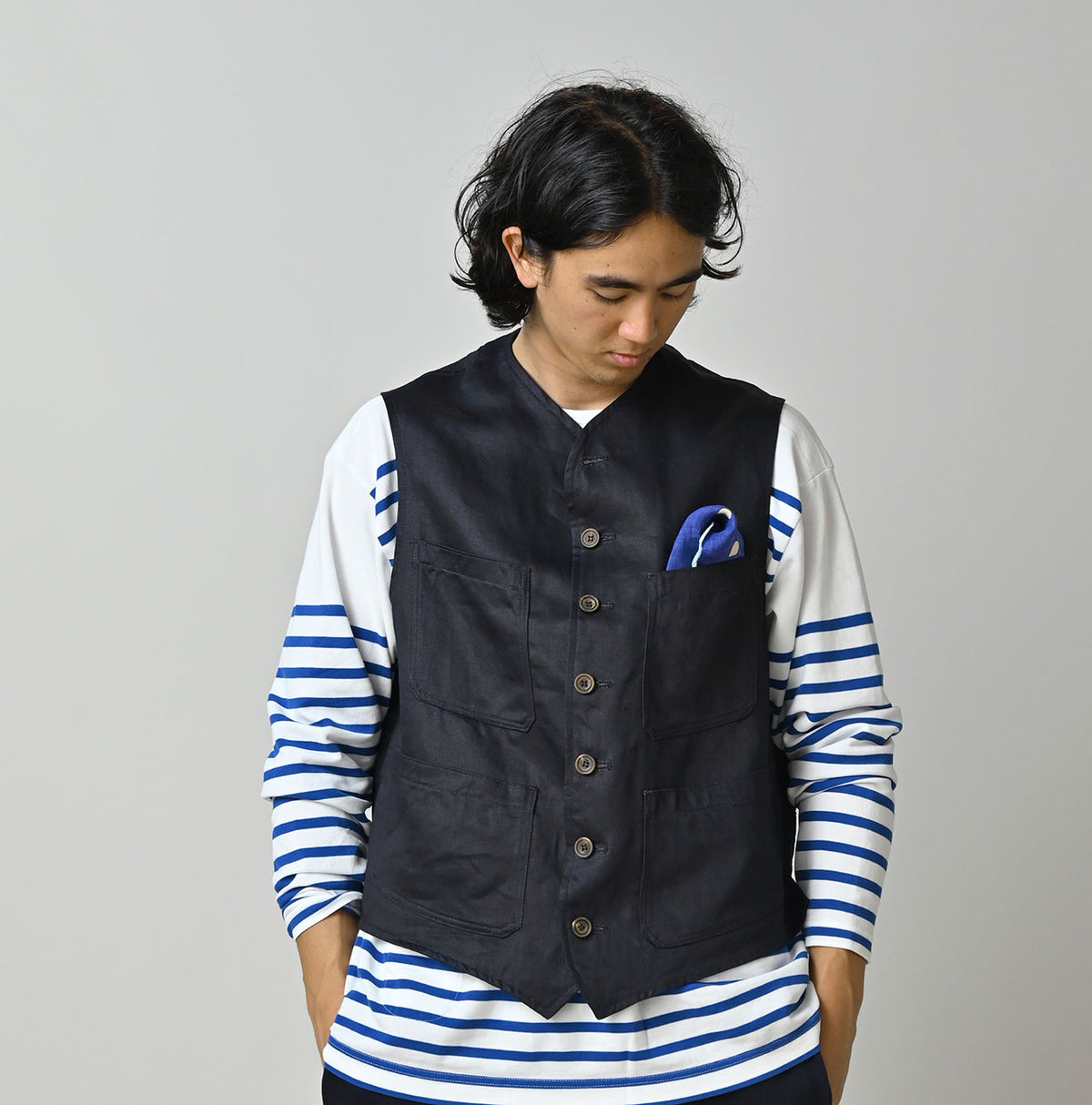 Indigo Linen Sateen 908 Vest