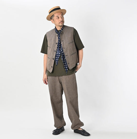 45R Indigo Herringbone Tweed 908 Notting Hill Vest