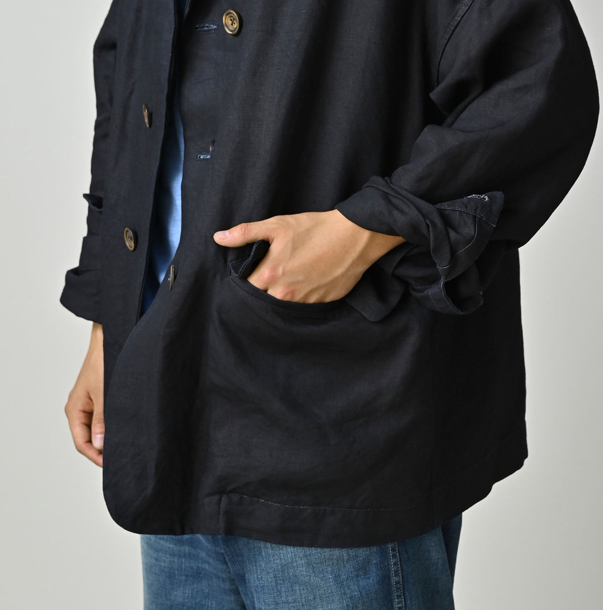 Indigo Linen Uma W-Jacket