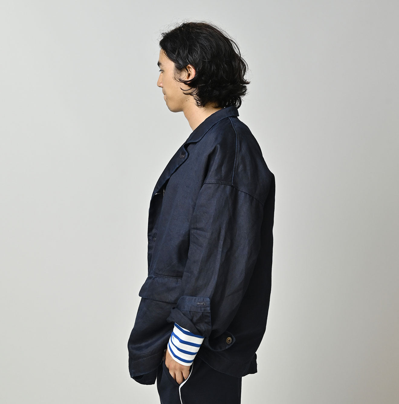 Indigo Linen Sateen Uma Jacket - Image 9