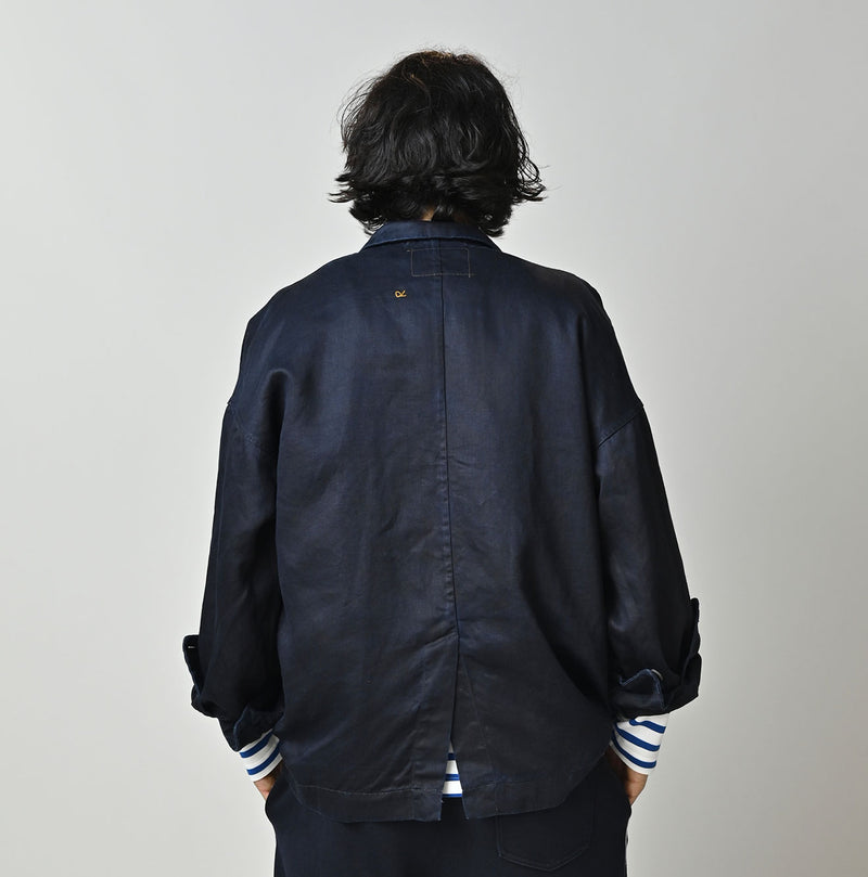 Indigo Linen Sateen Uma Jacket - Image 10