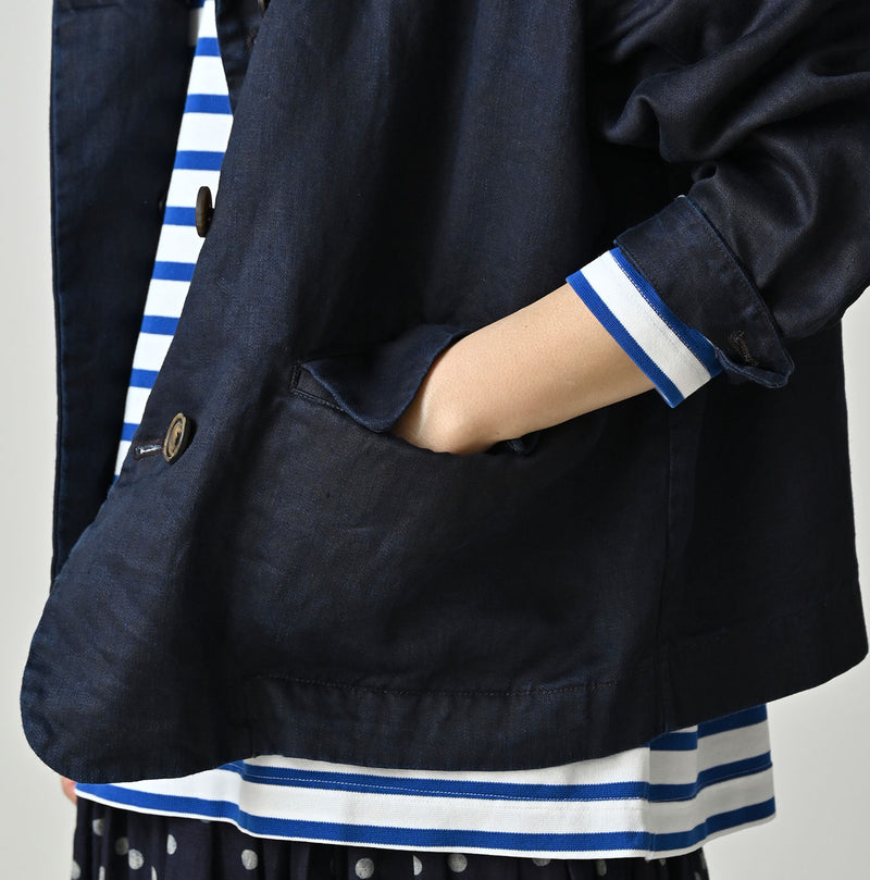 Indigo Linen Sateen Uma Jacket - Image 12