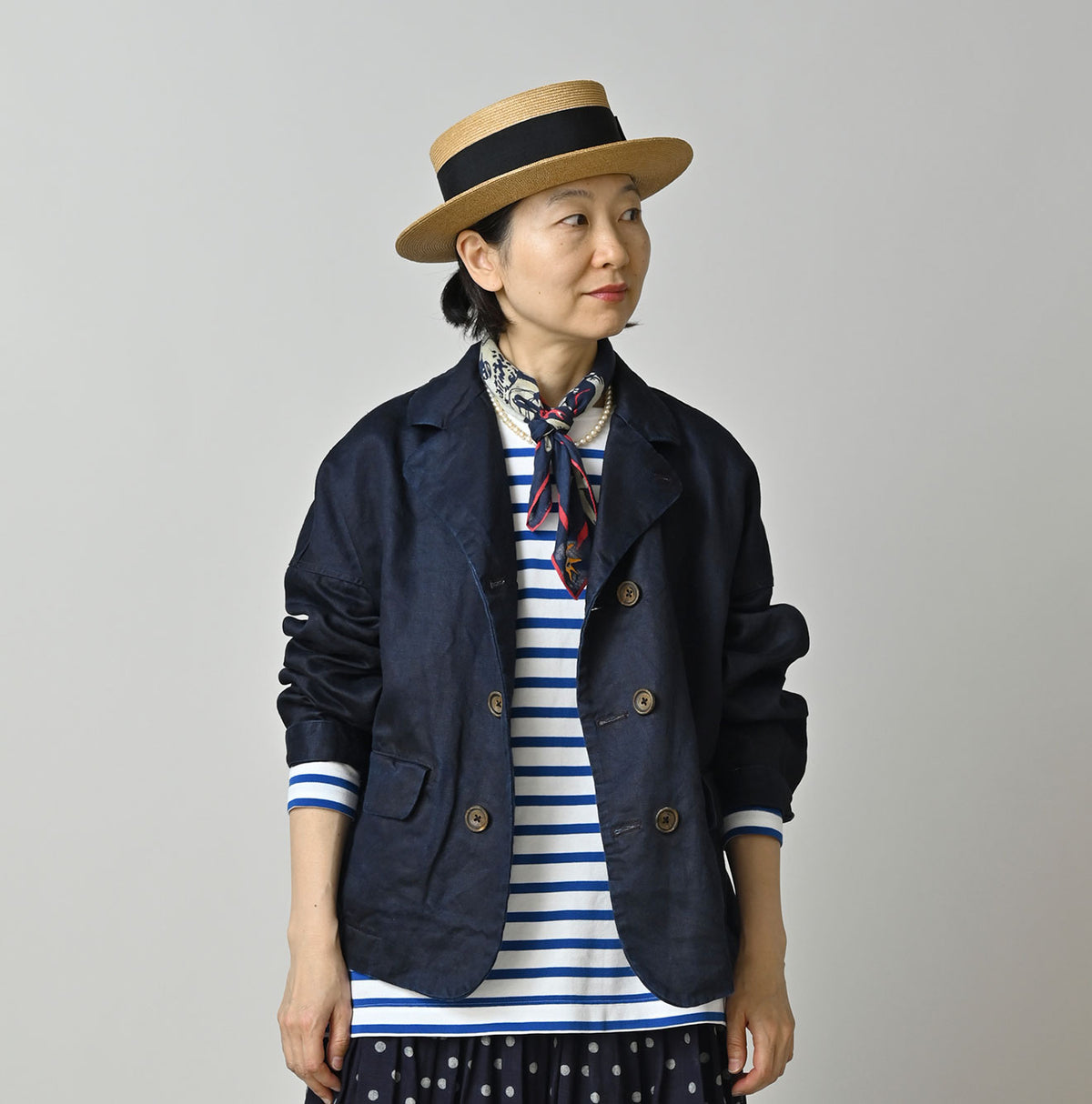 Indigo Linen Sateen Uma Jacket