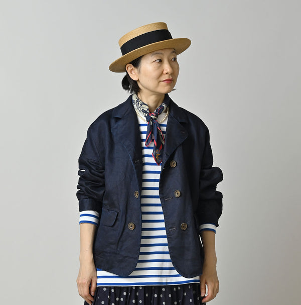 Indigo Linen Sateen Uma Jacket