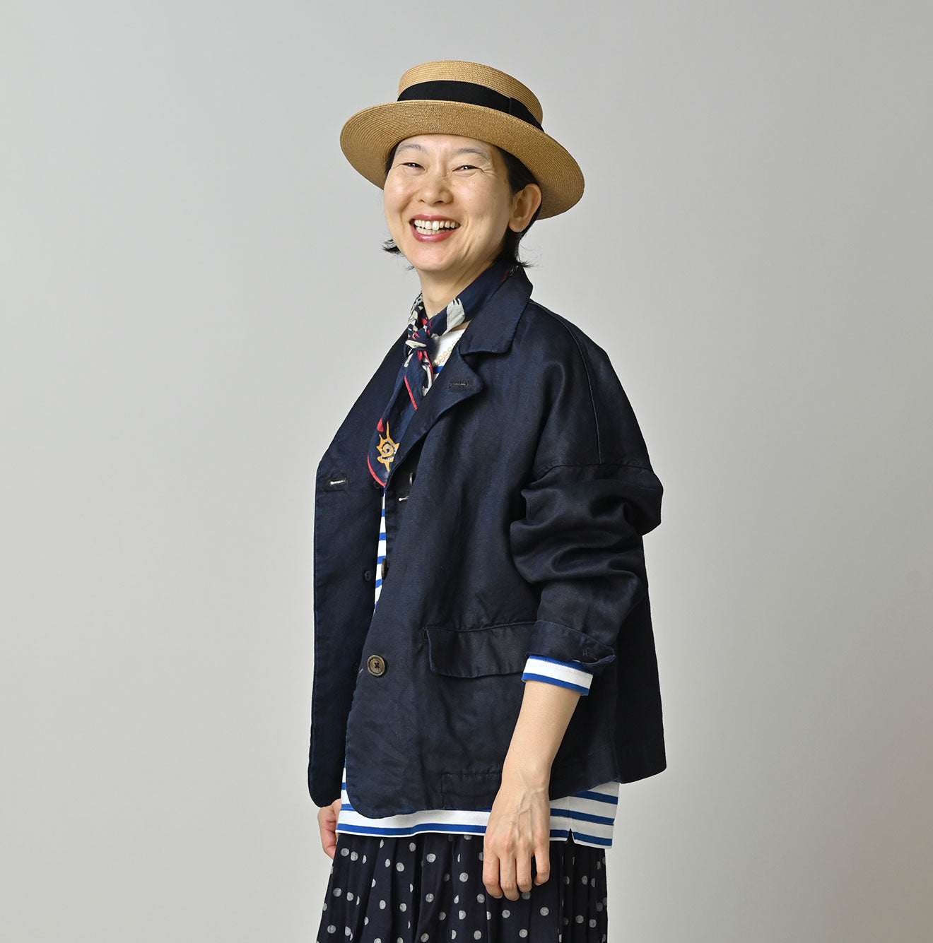 Indigo Linen Sateen Uma Jacket - Image 5