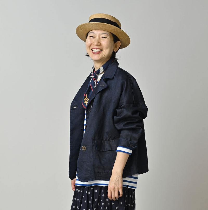 Indigo Linen Sateen Uma Jacket - Image 5