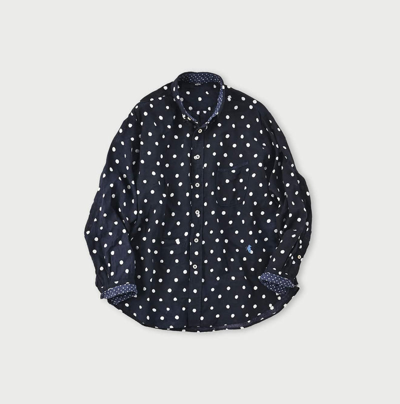 Linen Dots 908 Ocean Buttondown Shirt - 45R by 45rpm studio