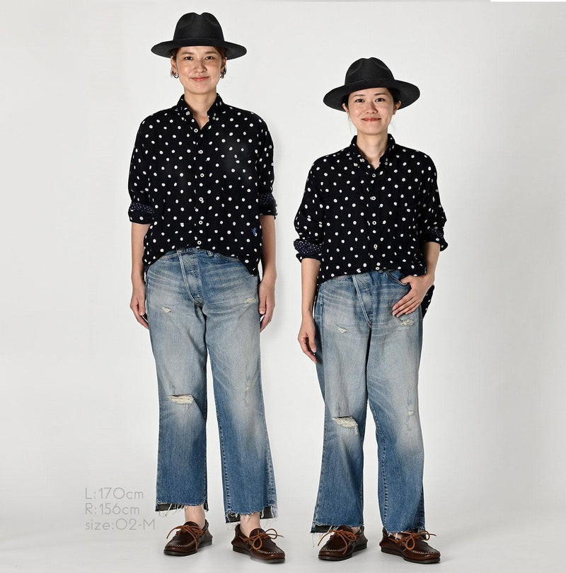Linen Dots 908 Ocean Buttondown Shirt - 45R by 45rpm studio
