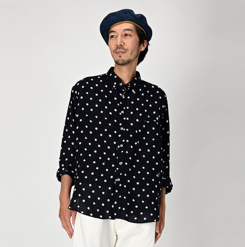 Linen Dots 908 Ocean Buttondown Shirt - 45R by 45rpm studio