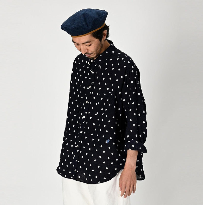 Linen Dots 908 Ocean Buttondown Shirt - 45R by 45rpm studio