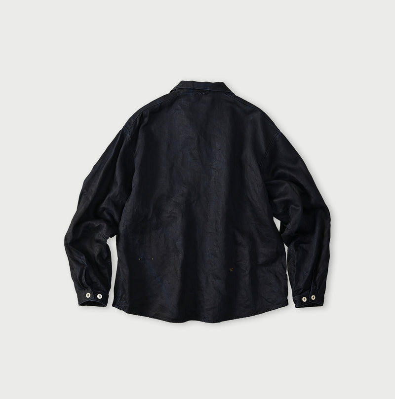 Indigo Linen Sateen 908 Duffer Shirt - Image 11