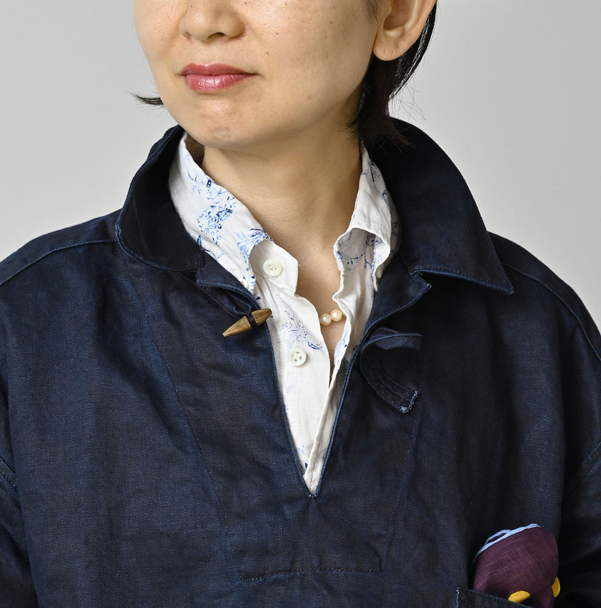 Indigo Linen Sateen 908 Duffer Shirt