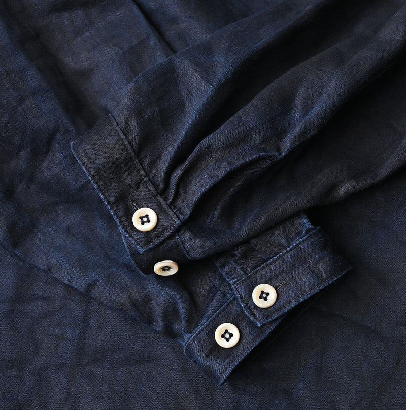 Indigo Linen Sateen 908 Duffer Shirt - Image 15