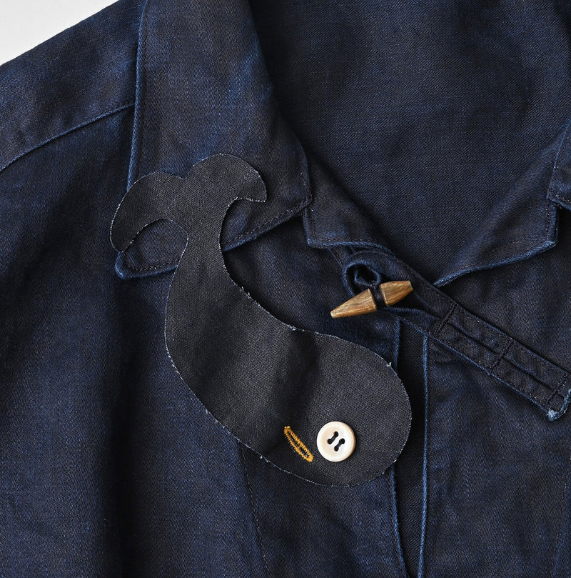 Indigo Linen Sateen 908 Duffer Shirt - Image 17