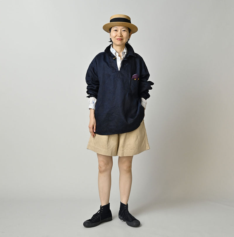 Indigo Linen Sateen 908 Duffer Shirt - Image 2