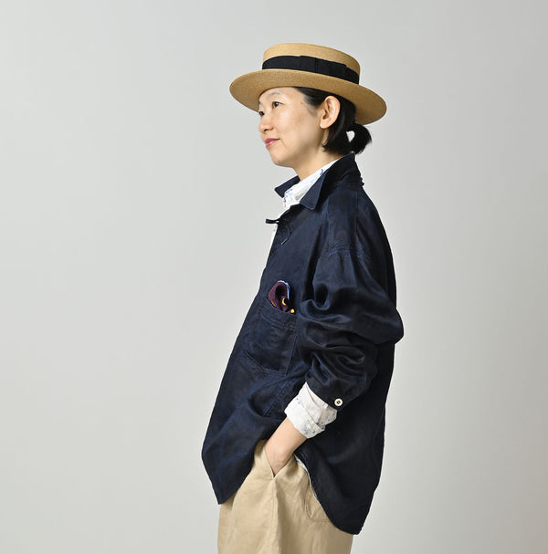 Indigo Linen Sateen 908 Duffer Shirt