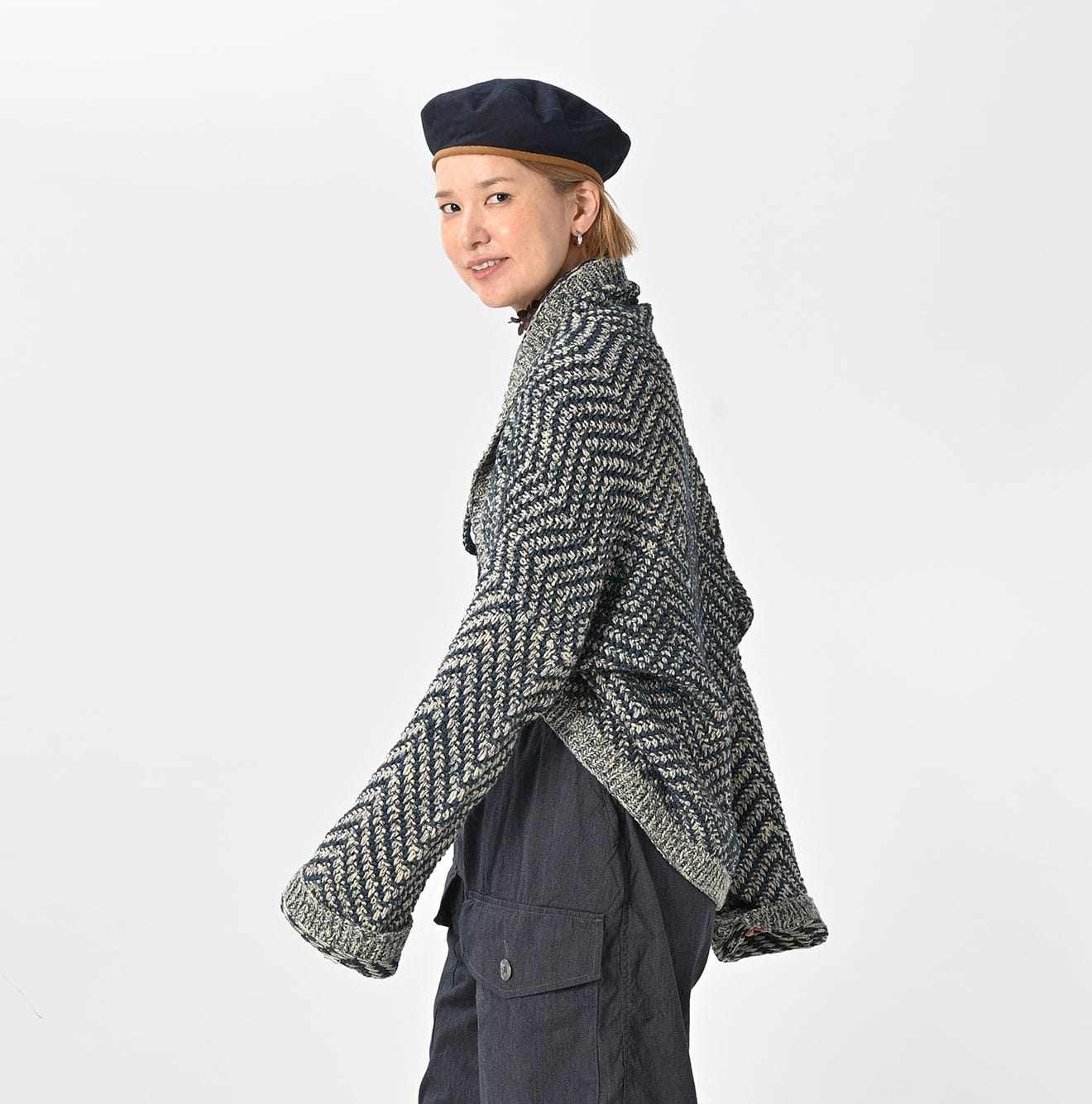 Indigo Hand Knit Bolero | 45R Official Online Store – 45R GLOBAL