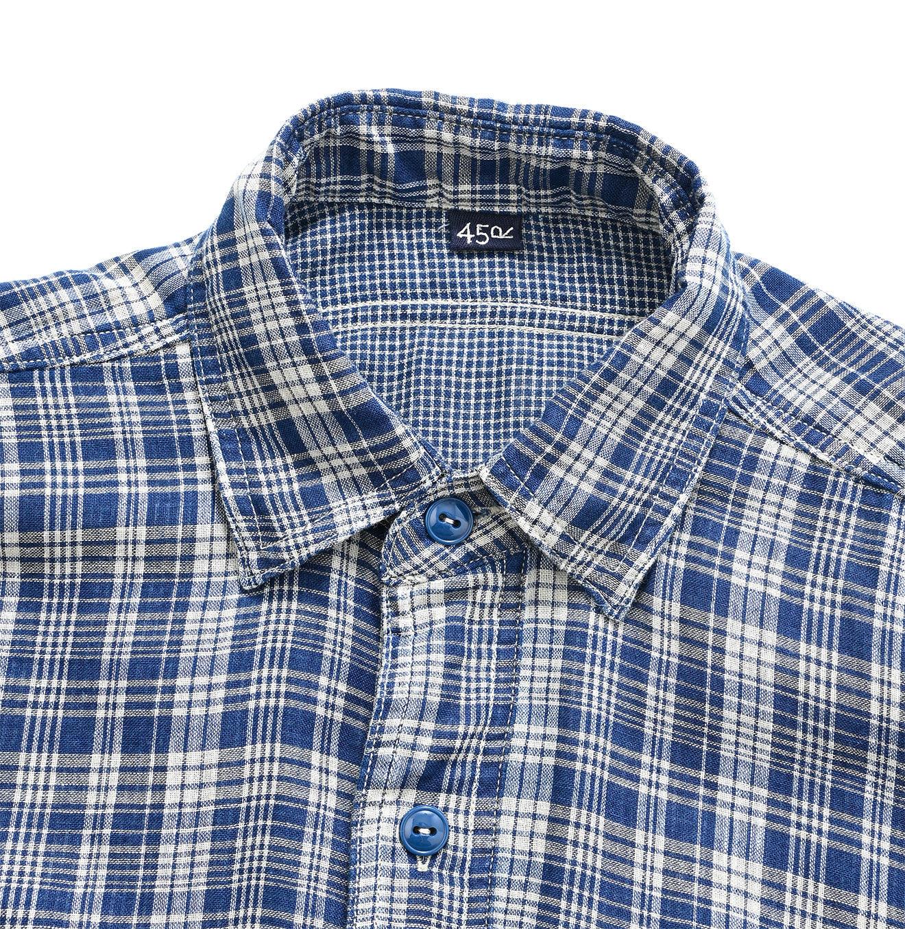 Indigo Fuwafuwa Double-woven 908 Country Shirt
