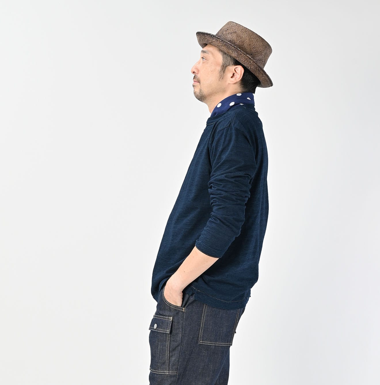 45R Indigo Goaton Embroidery 908 T-shirt - Image 8