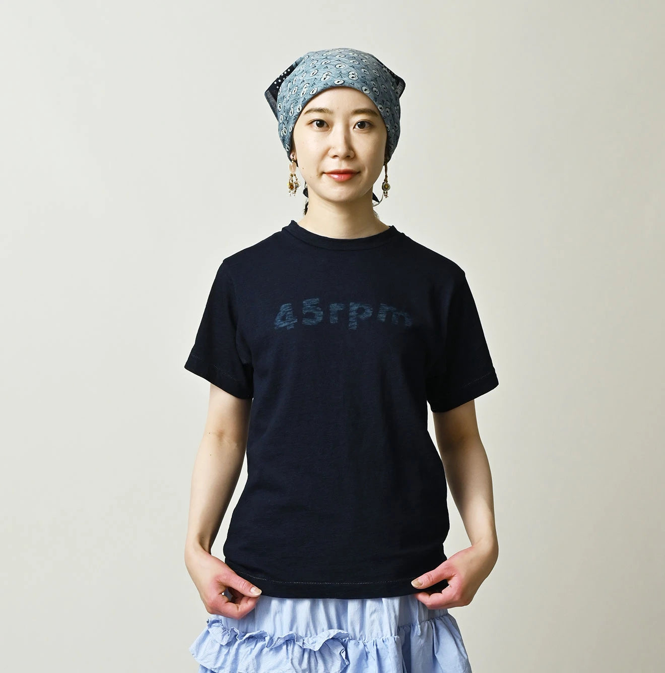 45R　　カットソー　インディゴ　Aライン Indigo Takehiko 908 Maru-Futura T-shirt | 45R Official Online