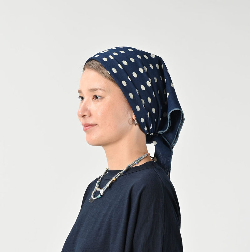45R Indigo Lined Dot Big Bandana