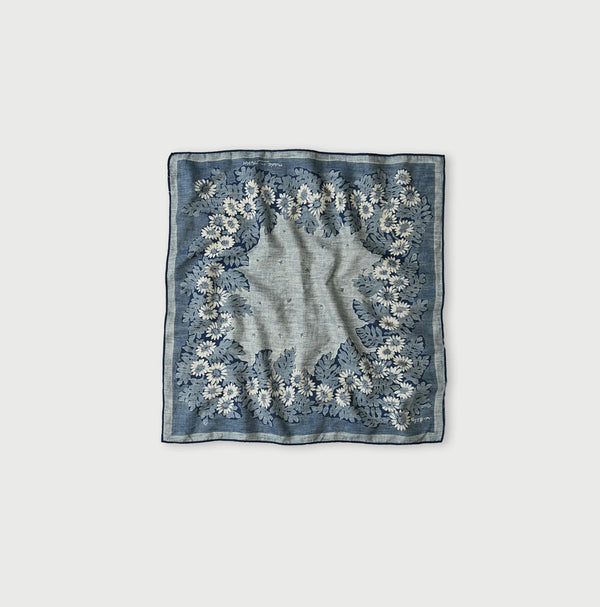 45R Indigo Supima Shellpa Flower Bandana