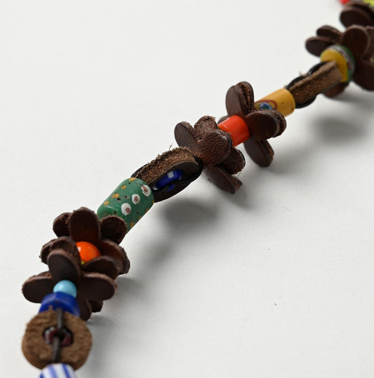 Leather x Glass Bead Necklace - 45R by 45rpm studio