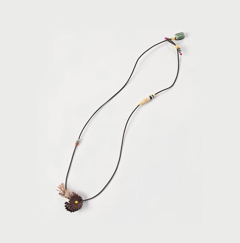 Leather x Glass Bead Bouquet Necklace - 45R by 45rpm studio