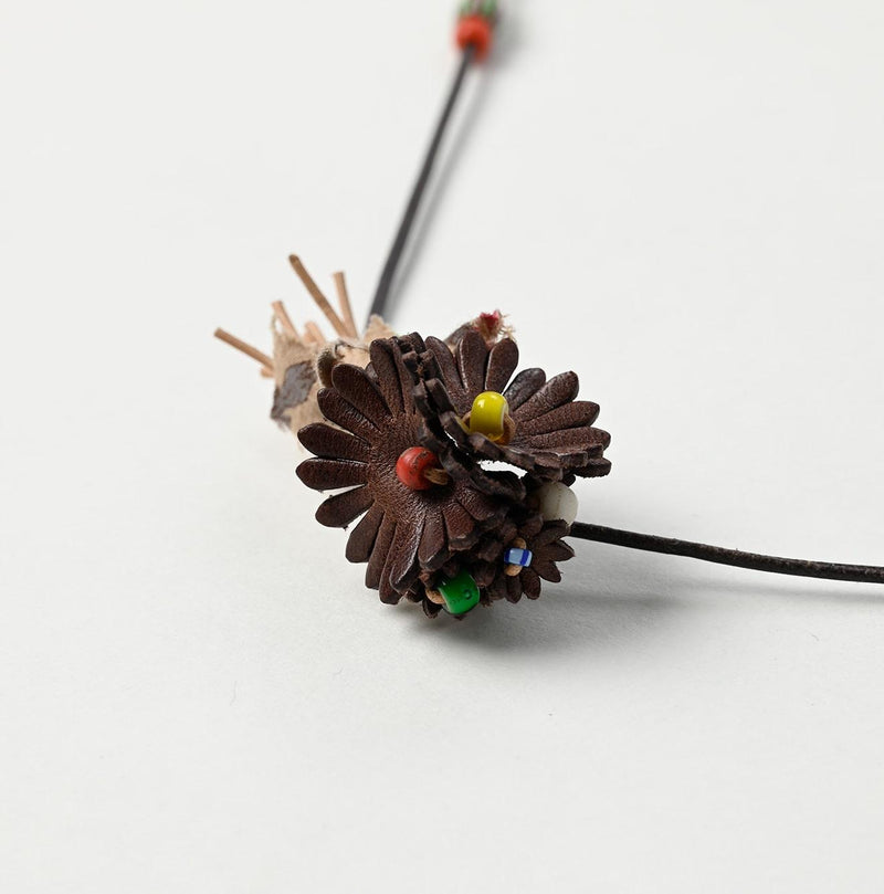Leather x Glass Bead Bouquet Necklace - 45R by 45rpm studio
