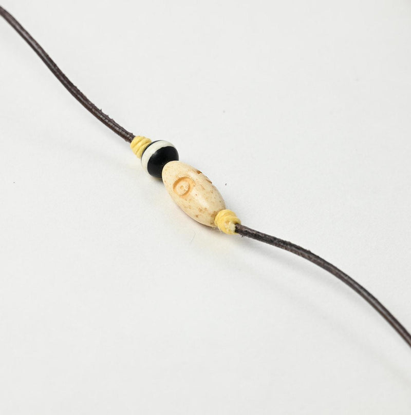Leather x Glass Bead Bouquet Necklace - 45R by 45rpm studio