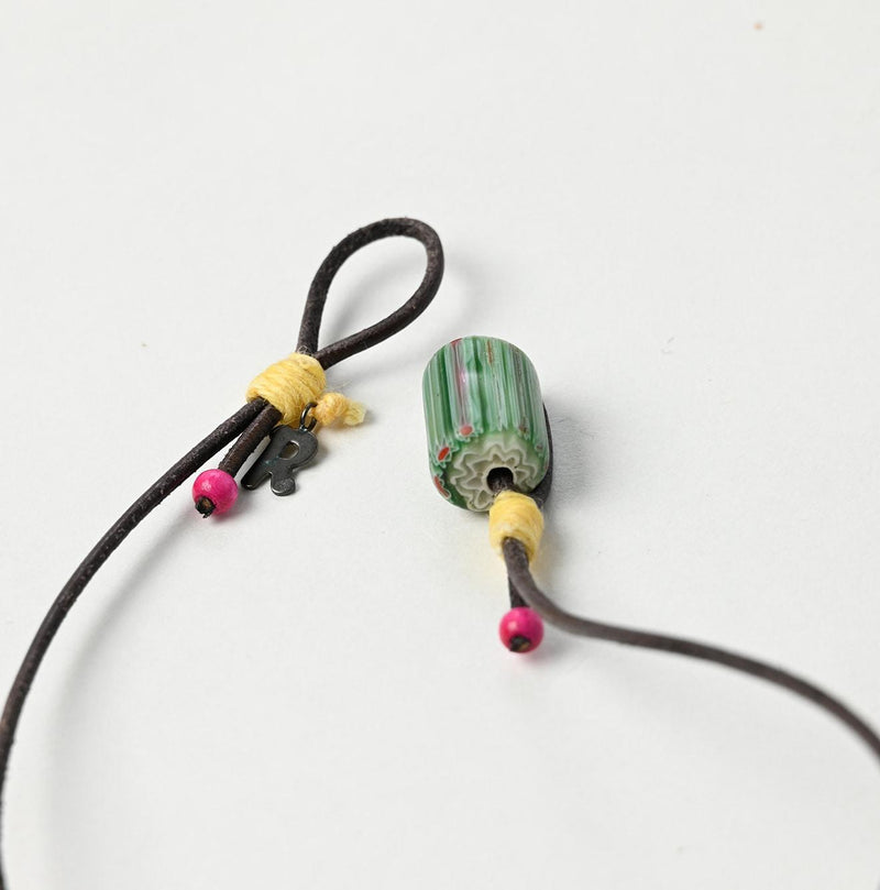 Leather x Glass Bead Bouquet Necklace - 45R by 45rpm studio