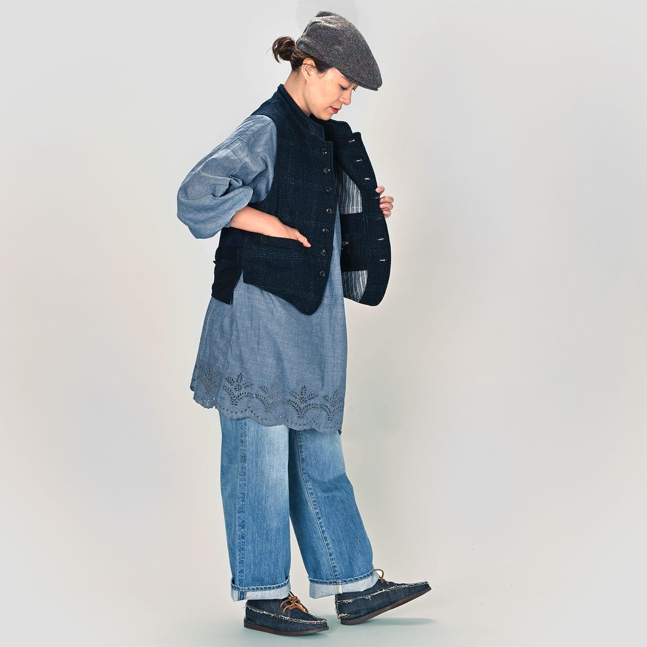 トップス pois tweed vest blue MISSGUIDED Tweed Single Breasted Sleeveless Jacket Office