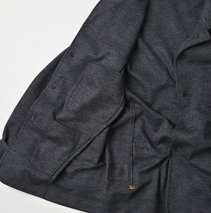 45R Herringbone Jersey Flannel 908 Cardigan Jacket