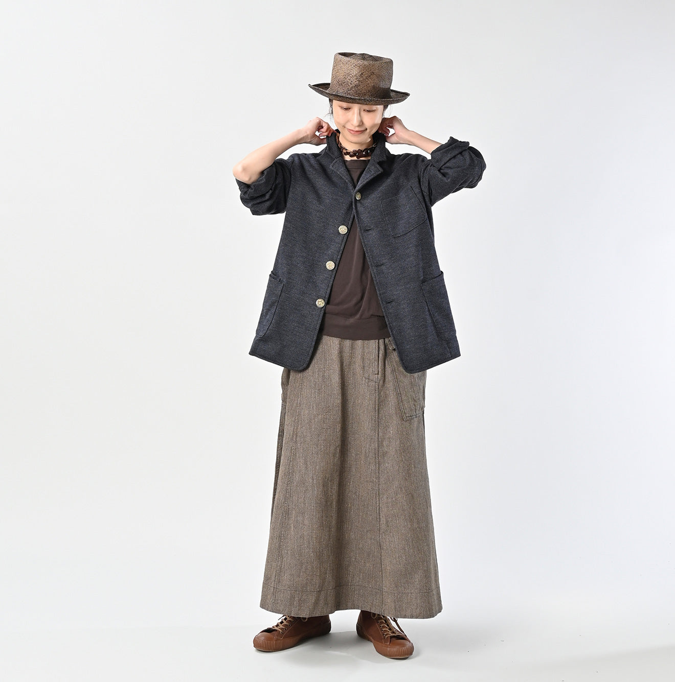 45R Herringbone Jersey Flannel 908 Cardigan Jacket