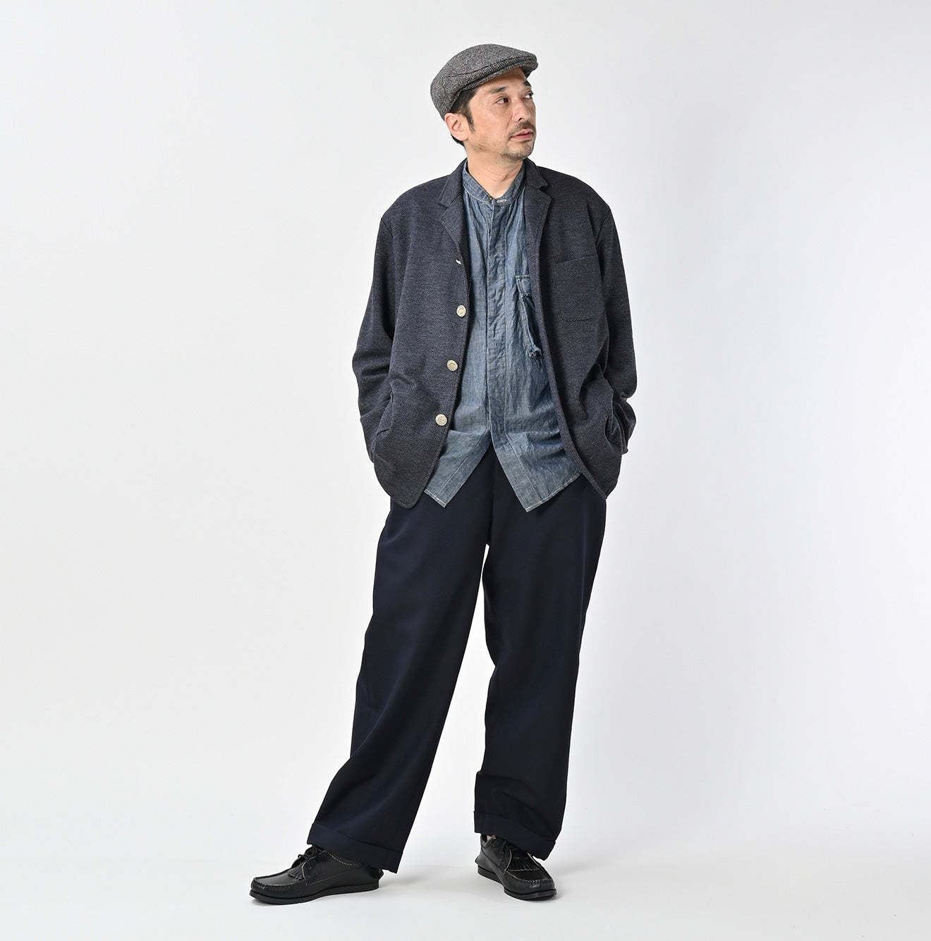 45R Herringbone Jersey Flannel 908 Cardigan Jacket