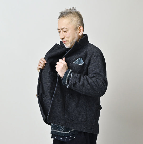 45R Indigo Cotton Tweed 908 Jacket Cardigan