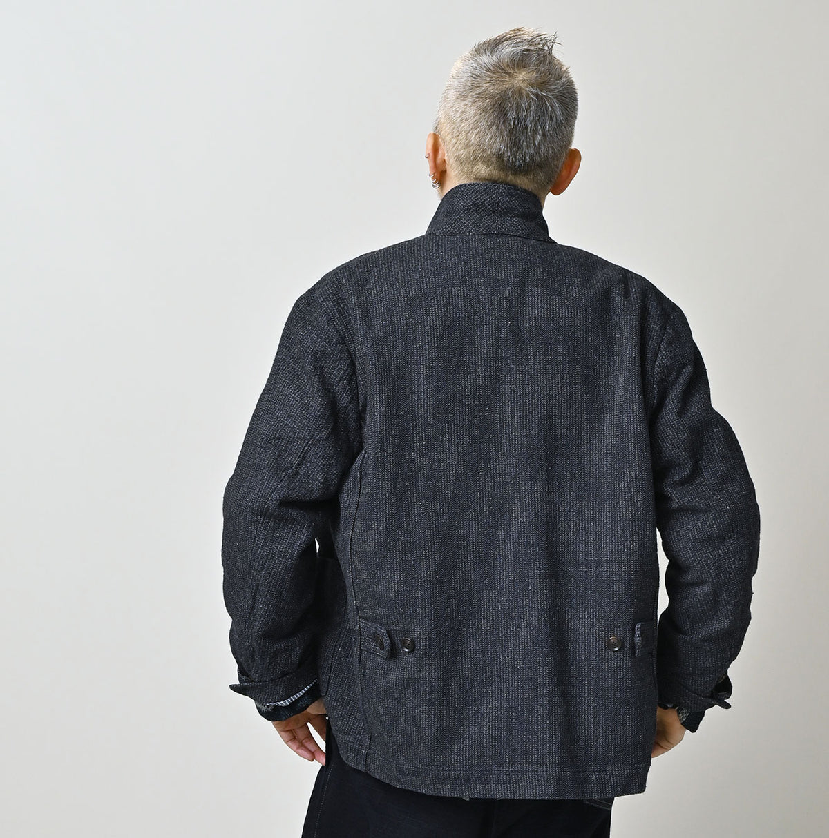 45R Indigo Cotton Tweed 908 Jacket Cardigan