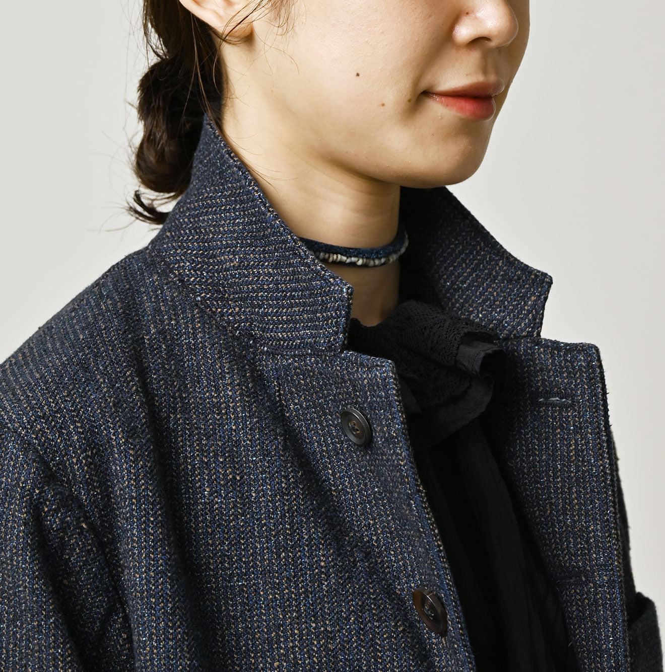 45R Indigo Cotton Tweed 908 Jacket Cardigan - Image 11