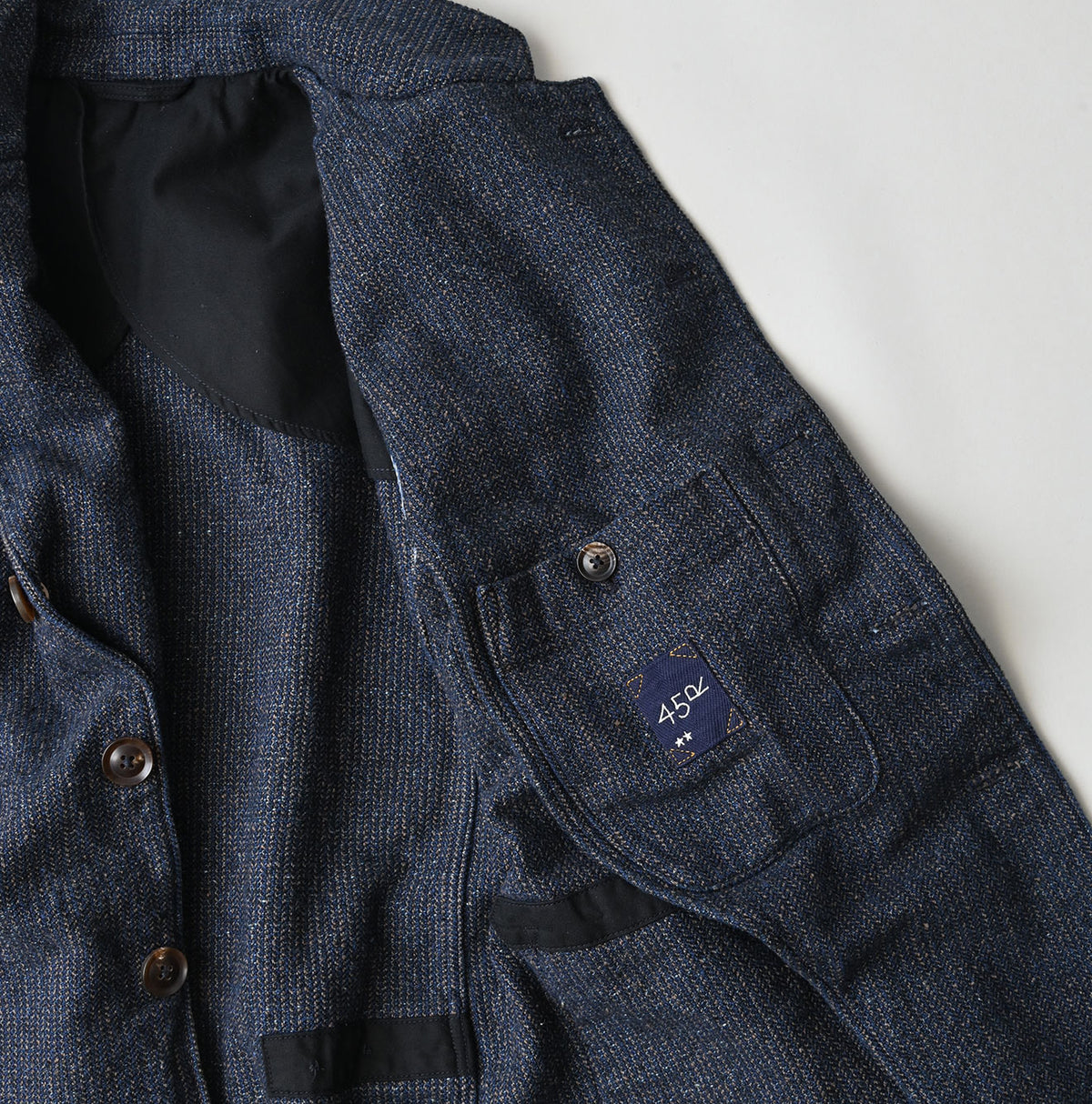 45R Indigo Cotton Tweed 908 Jacket Cardigan