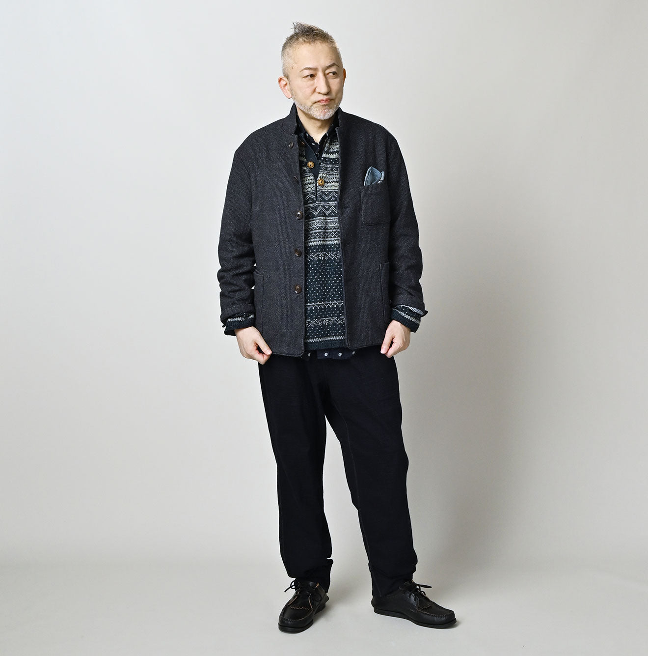 45R Indigo Cotton Tweed 908 Jacket Cardigan - Image 2
