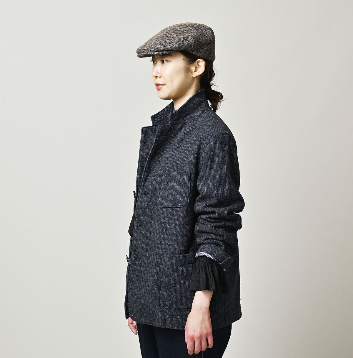 45R Indigo Cotton Tweed 908 Jacket Cardigan