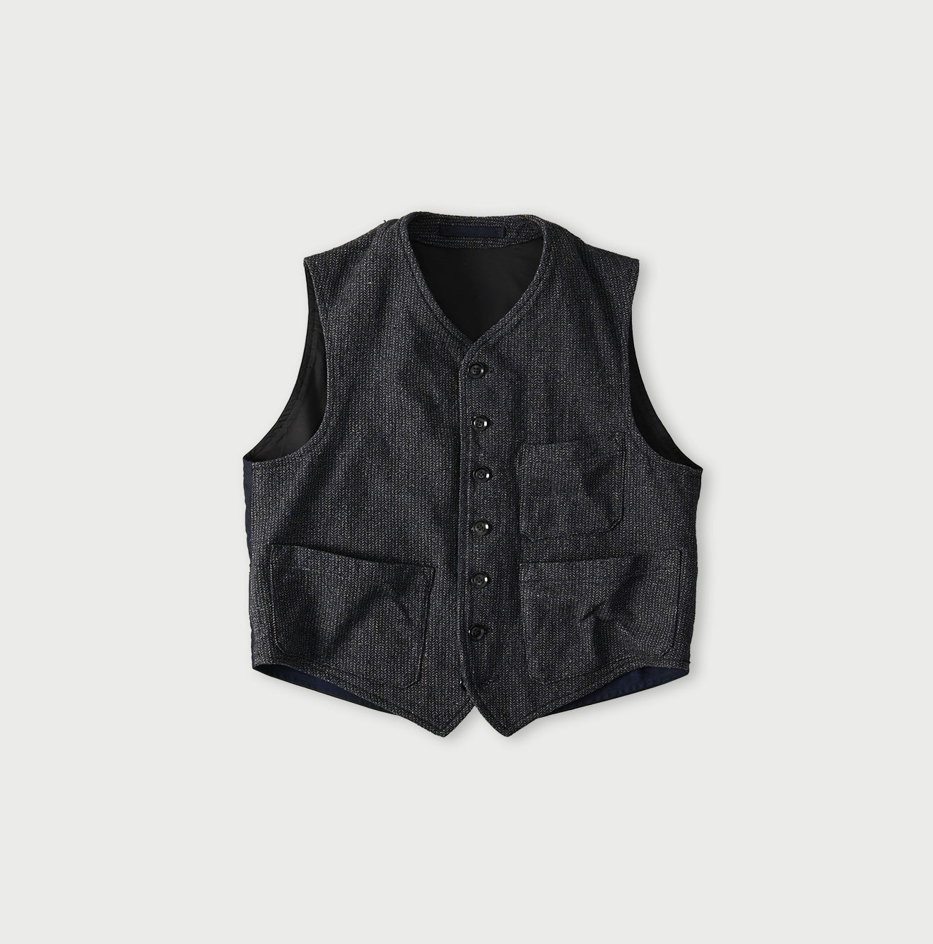 45R Indigo Cotton Tweed 908 Miyuki Vest - Image 1