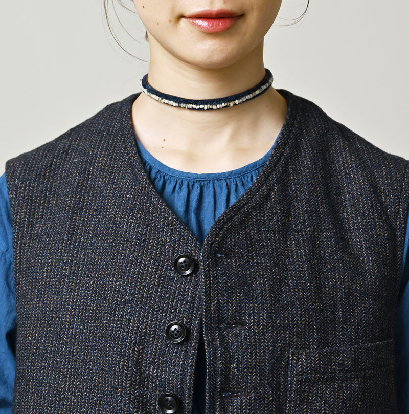 45R Indigo Cotton Tweed 908 Miyuki Vest - Image 10