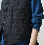 45R Indigo Cotton Tweed 908 Miyuki Vest