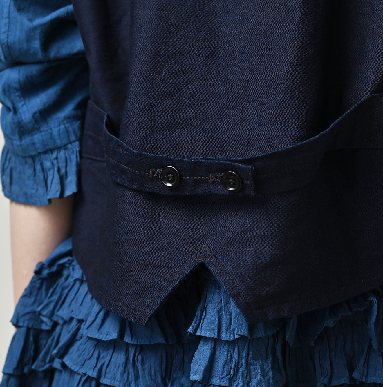 45R Indigo Cotton Tweed 908 Miyuki Vest - Image 14