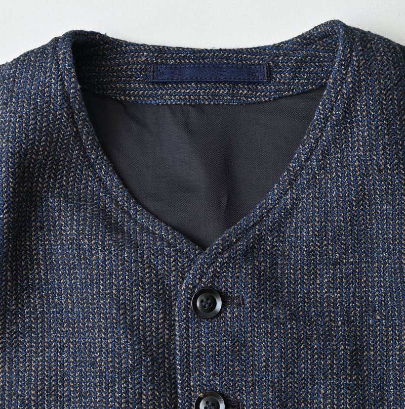 45R Indigo Cotton Tweed 908 Miyuki Vest - Image 16