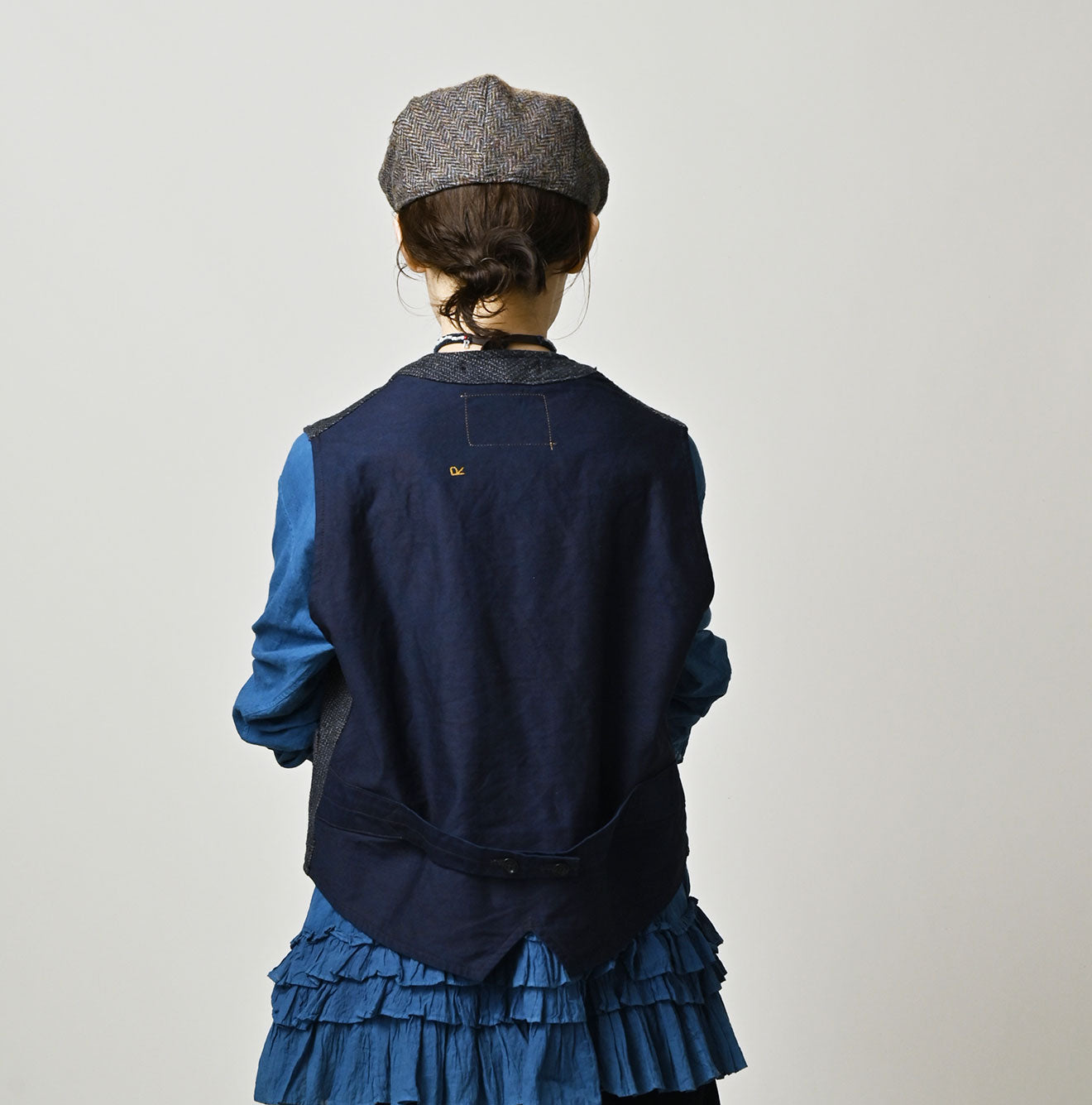 45R Indigo Cotton Tweed 908 Miyuki Vest - Image 9