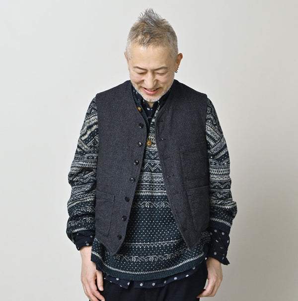 45R Indigo Cotton Tweed 908 Miyuki Vest