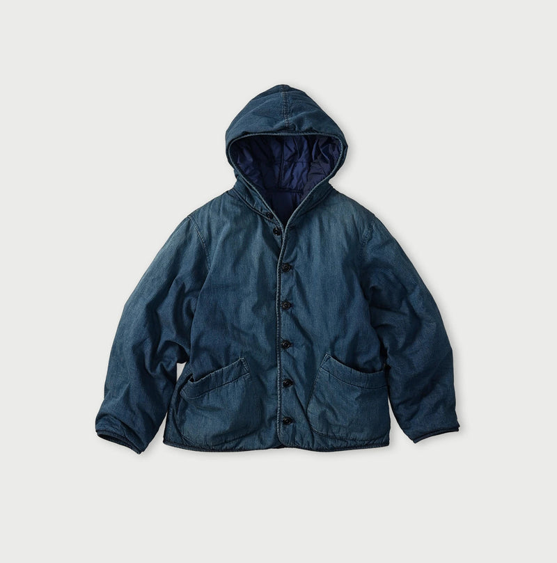 45R Light Mont Brown Denim Quilt 908 Hood Blouson Distressed - Image 1